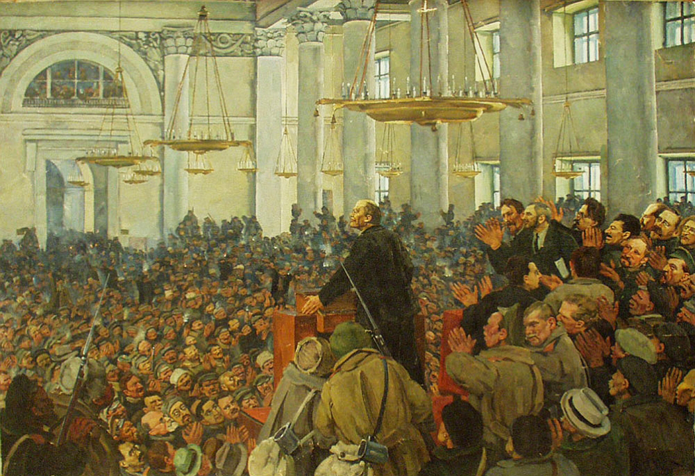  «Первое появление В. И. Ленина на заседании Петросовета в Смольном 25 октября 1917 года». 1927